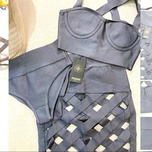 Grey/silver 3 piece bodycon/bandage skirt set